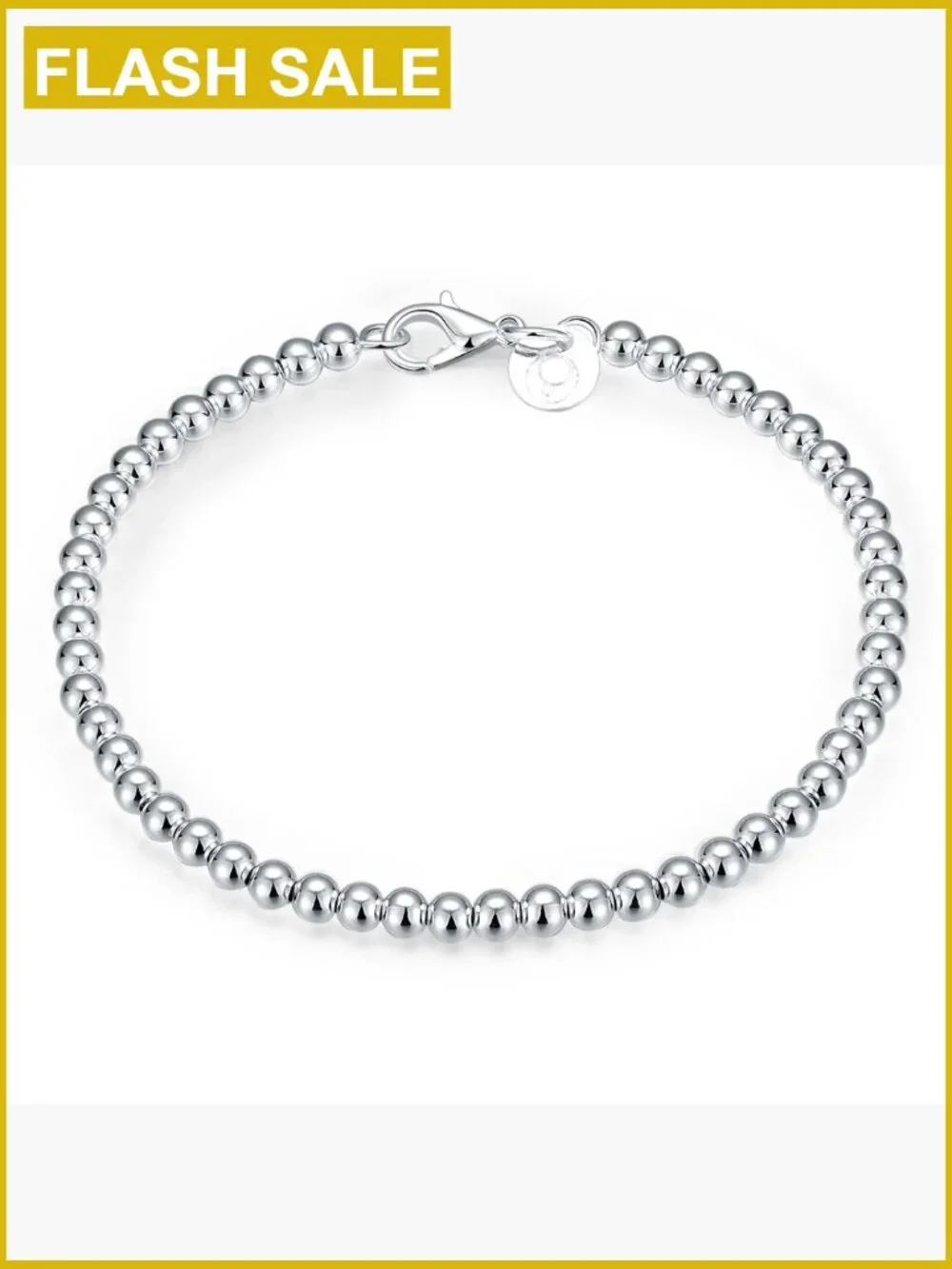 Sterling Silver 4mm Bead Ball Strand Bracelet - Handmade Chain Bracelet